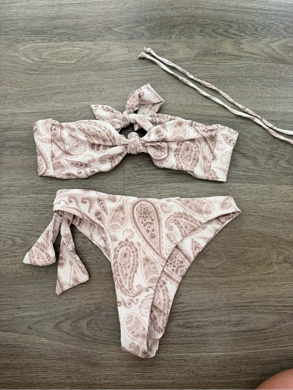 Paisley Tie-Front Bandeau Bikini Set